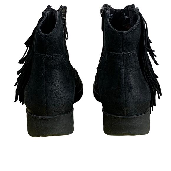 Born Kenia Black Suede Fringe Ankle Boots Boho Western Style Women’s Size 7M - Picture 5 of 12